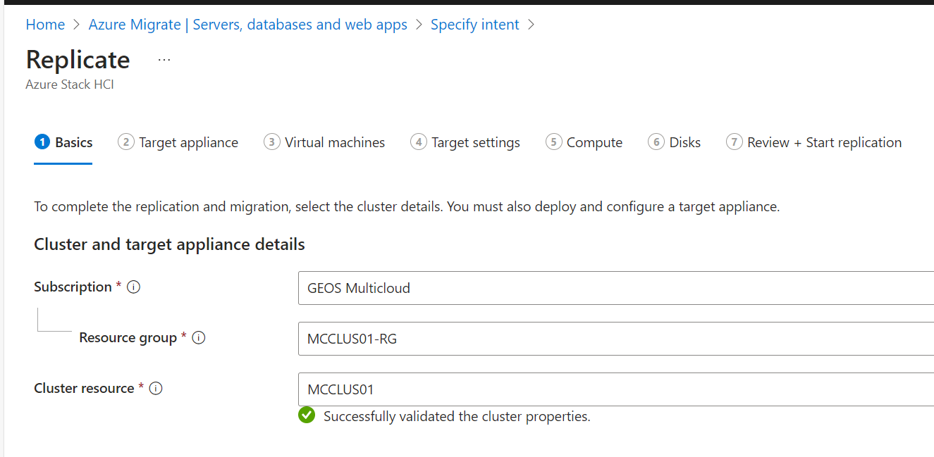 Choose Target Cluster