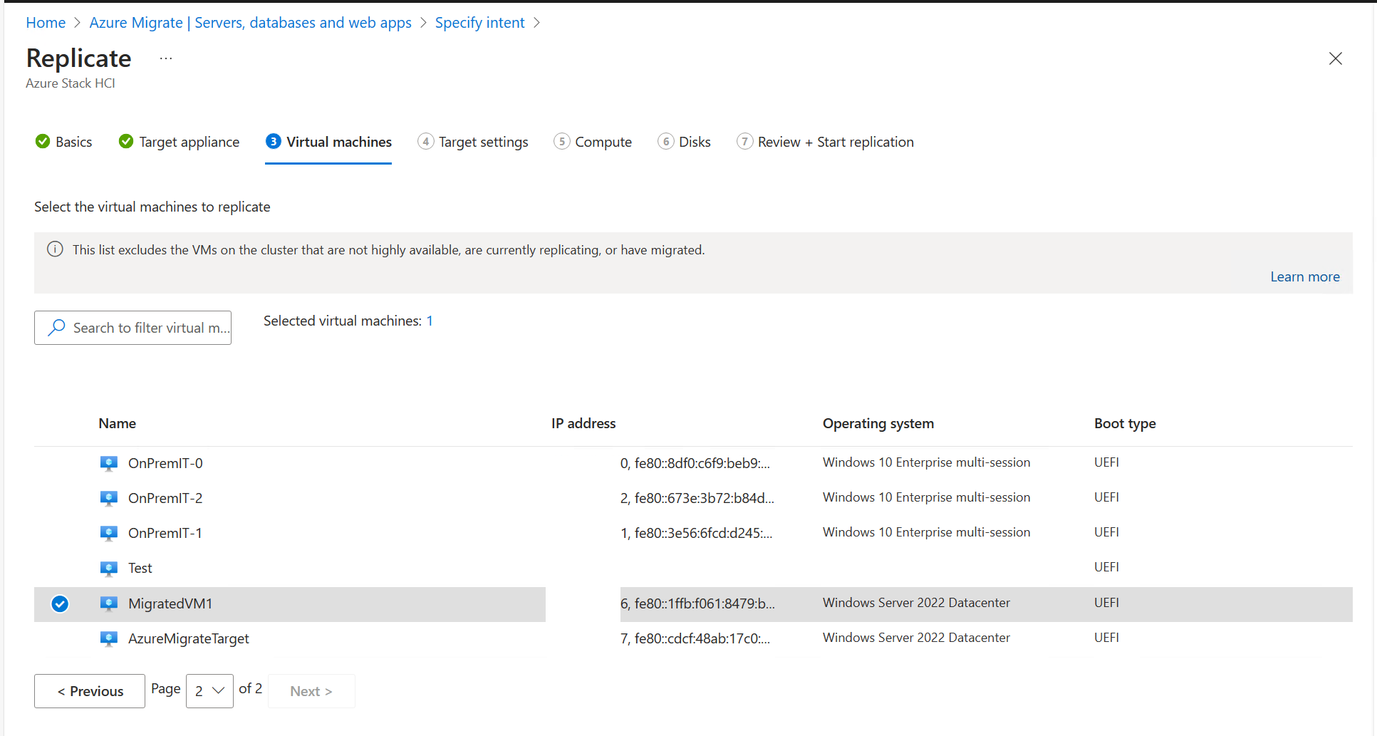 Set up Replication of MigratedVM1