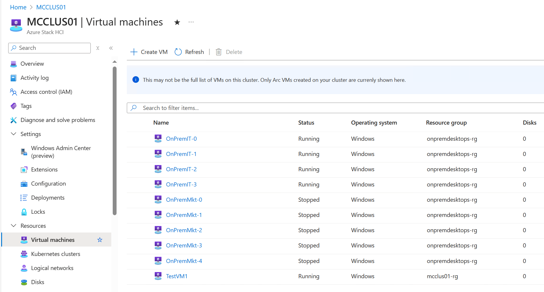 MigratedVM1 does not show in Azure Portal