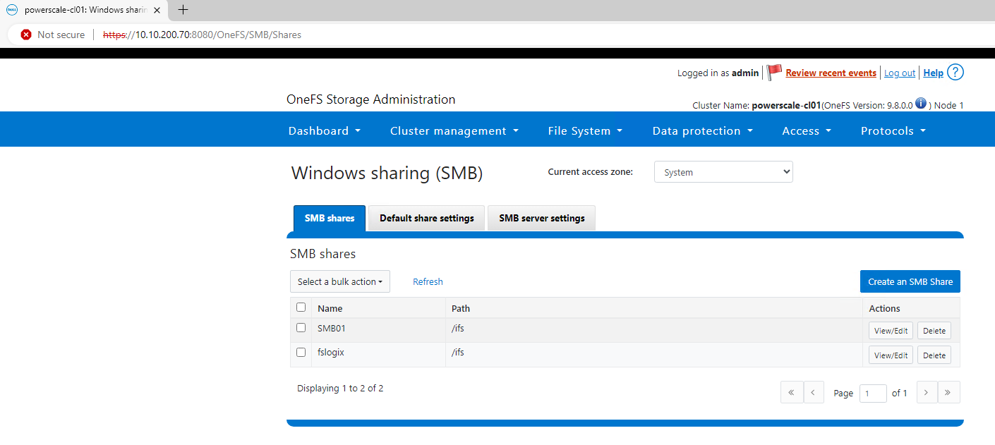 PowerScale SMB Share Creation